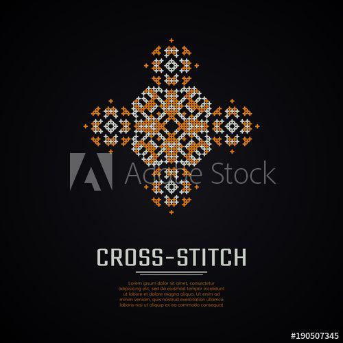 Cross in Square Logo - Cross stitch square logo. Cross-stitching logotype. Business ...