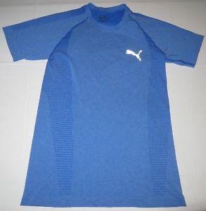 Blue Puma Logo - Mens PUMA Logo EvoKnit Short Sleeve SS Basic Tee Shirt Small Blue