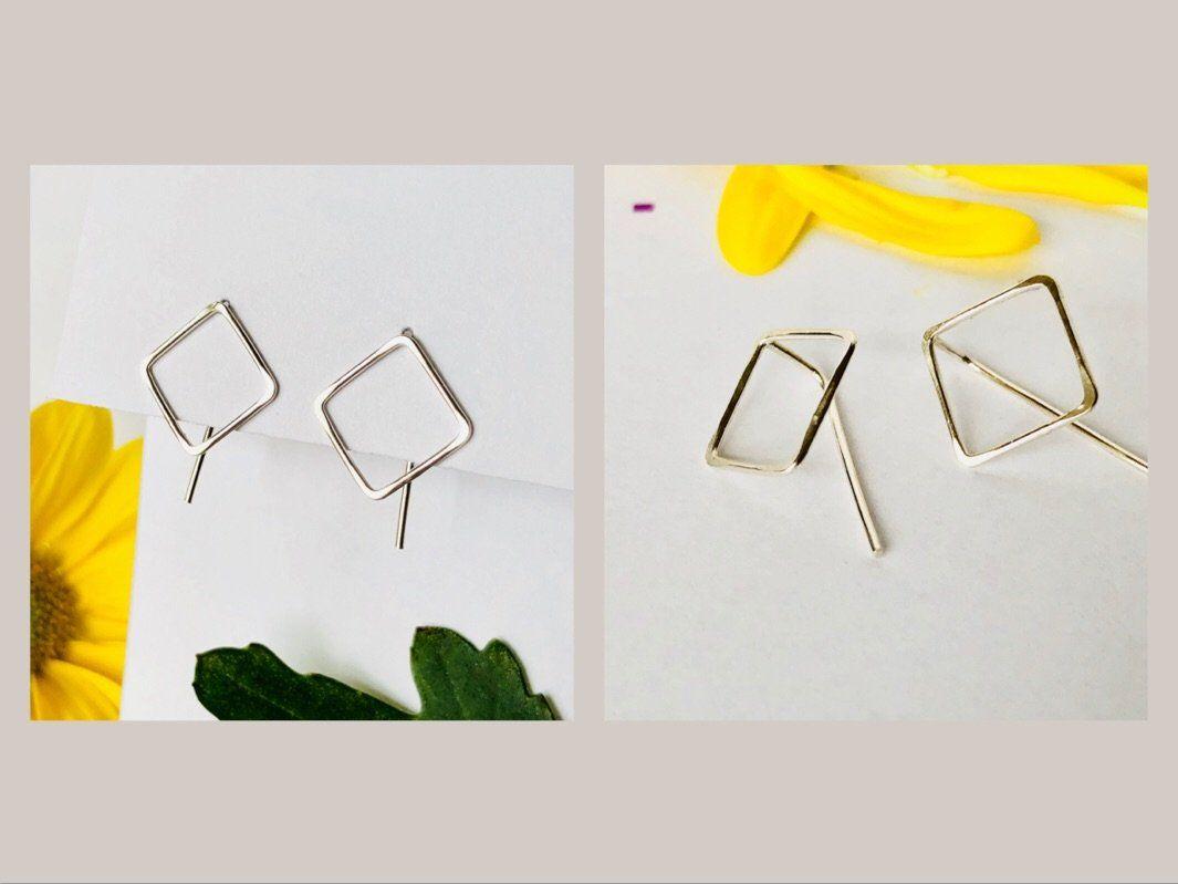 Yellow Tilted Square Logo - Tilted Square Threader Earrings – FBWL+