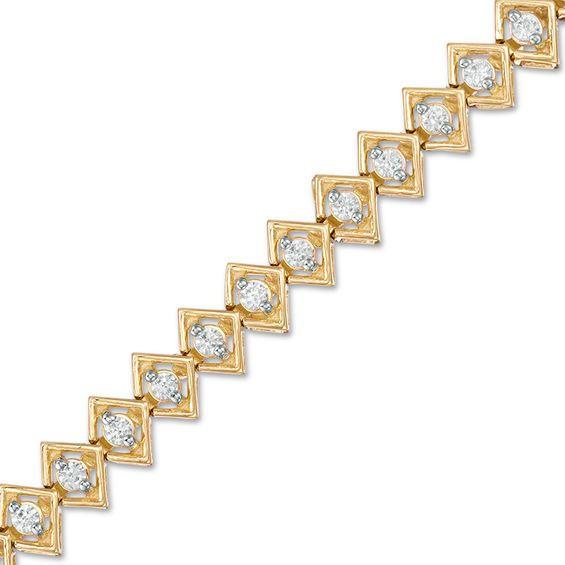 Yellow Tilted Square Logo - CT. T.W. Diamond Tilted Square Tennis Bracelet in 10K Gold.25