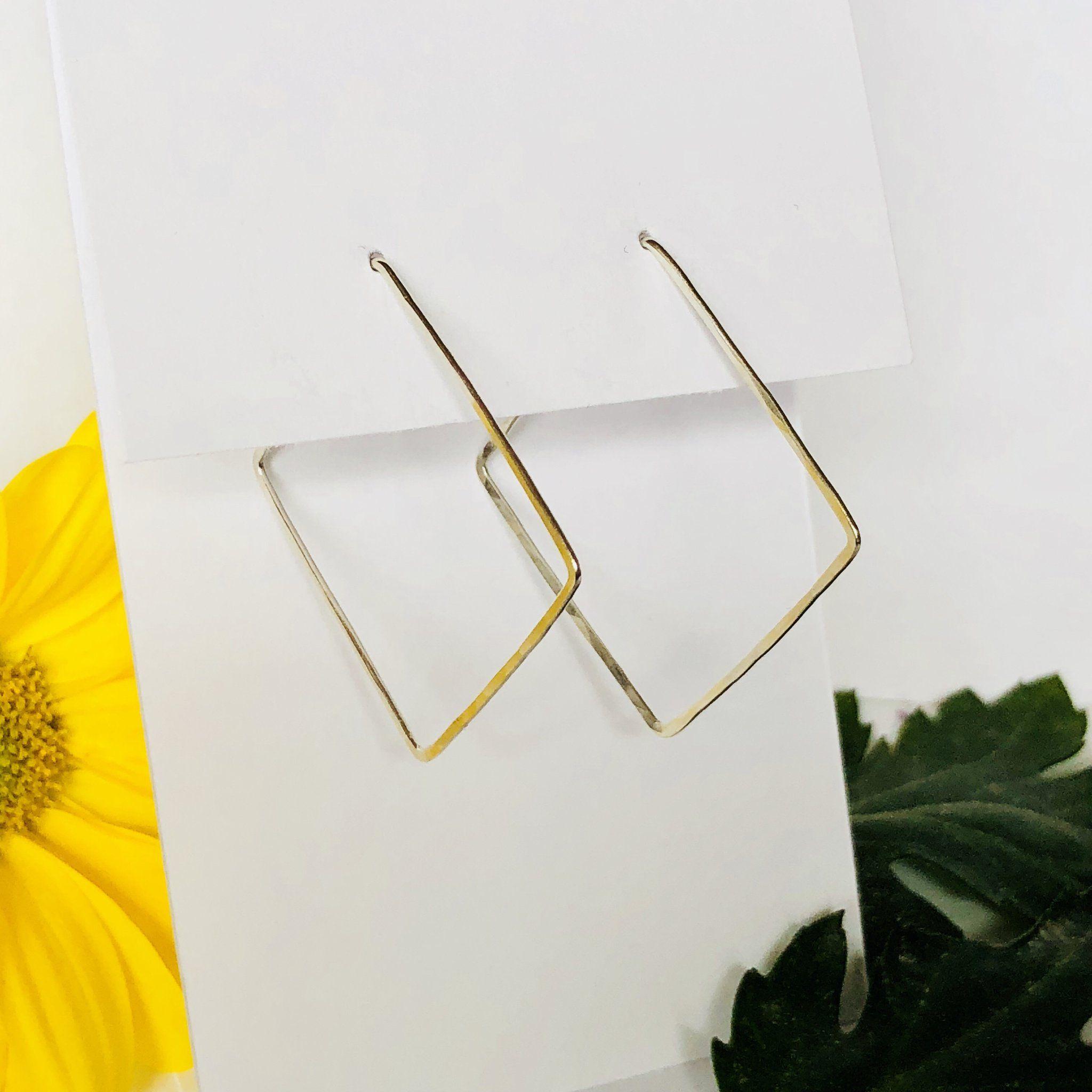 Yellow Tilted Square Logo - Tilted Square Hoop Earrings