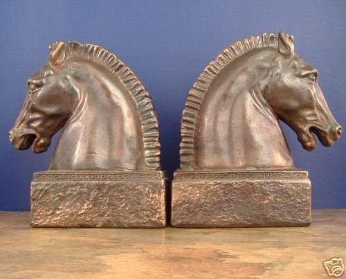 Roman War Horse Logo - ART DECO MARION BRONZE ROMAN WAR HORSE BUST BOOKENDS | #29541933