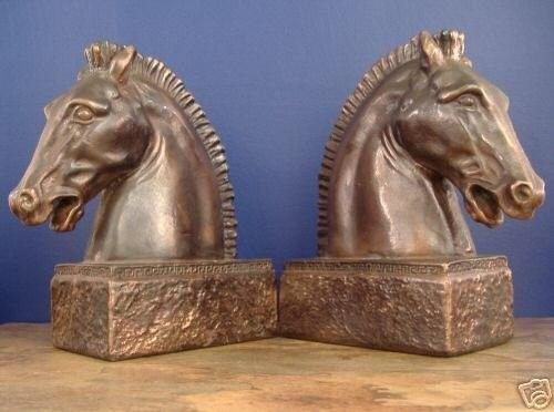 Roman War Horse Logo - ART DECO MARION BRONZE ROMAN WAR HORSE BUST BOOKENDS | #29541933