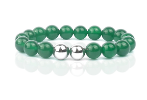 Green with Silver Ball Logo - Green Agate Silver Ball Beaded Stretch Bracelets | eBay