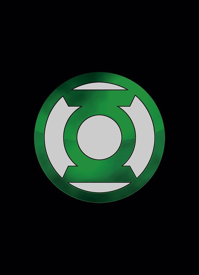 Chrome and Green Logo - Green Lantern - Green Chrome Logo Digital Art by Brand A