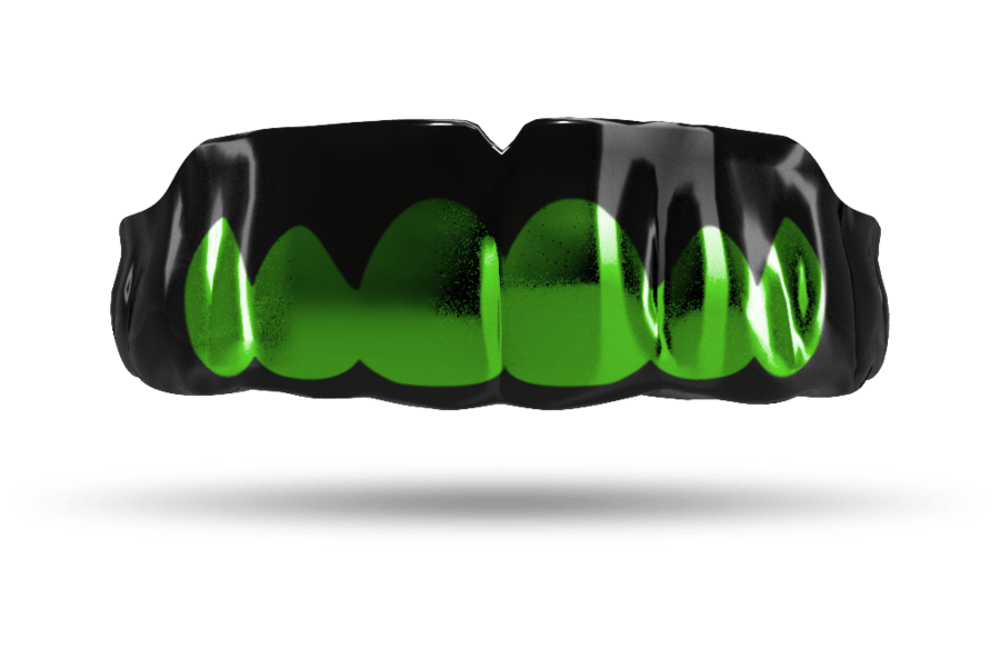 Chrome and Green Logo - Chrome Grills - Impact Mouthguards & Night Guards