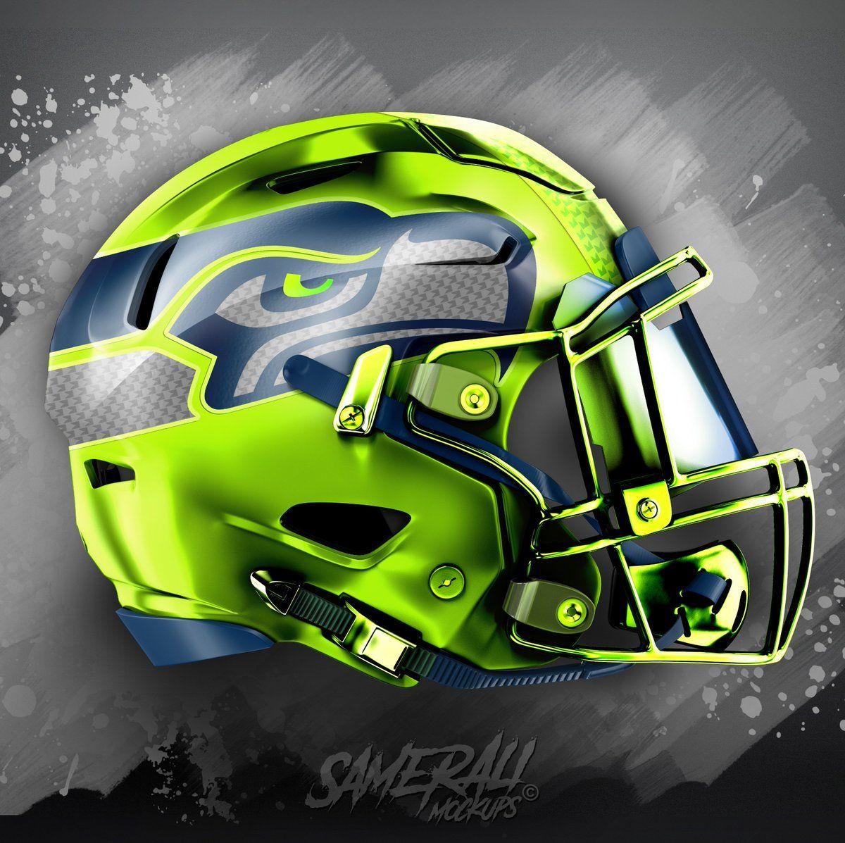 Chrome and Green Logo - Samer Ali Seahawks Neon City Edition