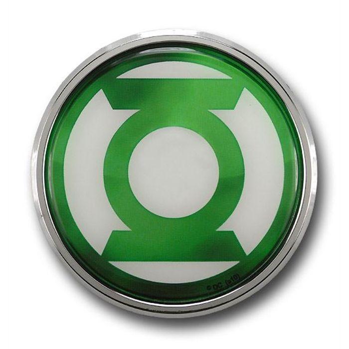 Chrome and Green Logo - Green Lantern Chrome Adhesive Car Emblem