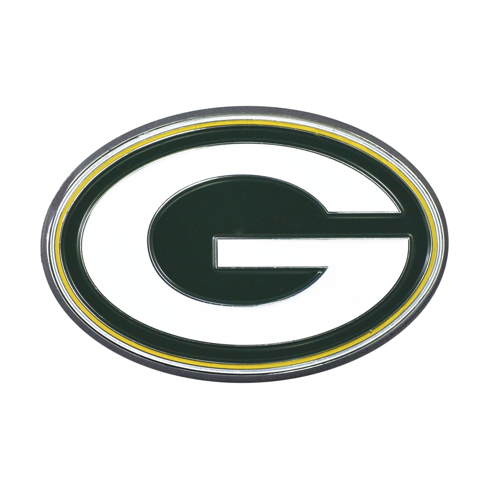 Chrome and Green Logo - Fan Mat 22560 Emblem NFL Green Bay Packers Logo; Painted