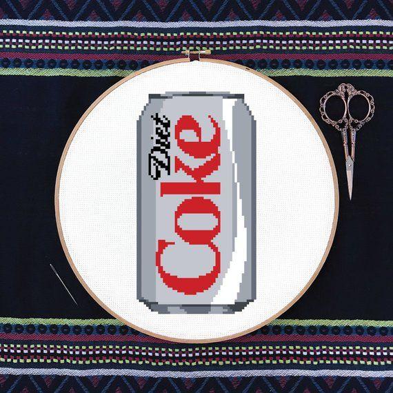 Diet Coke Circle Logo - Diet Coke Can - PDF Cross Stitch Pattern