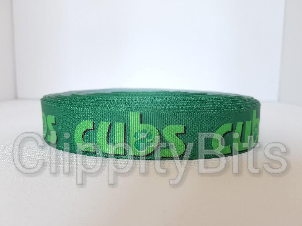 8 Green Logo - 22mm 7 8 Green Cubs Grosgrain Ribbon (1 Metre)