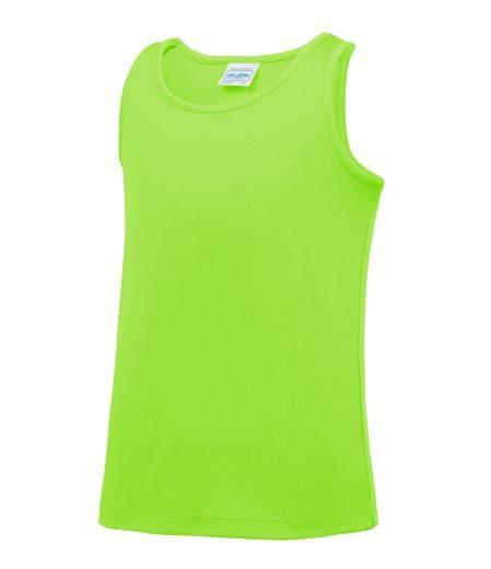 8 Green Logo - Girls Vest Top With Logo: Electric Green: 7 8 Years Vest Top