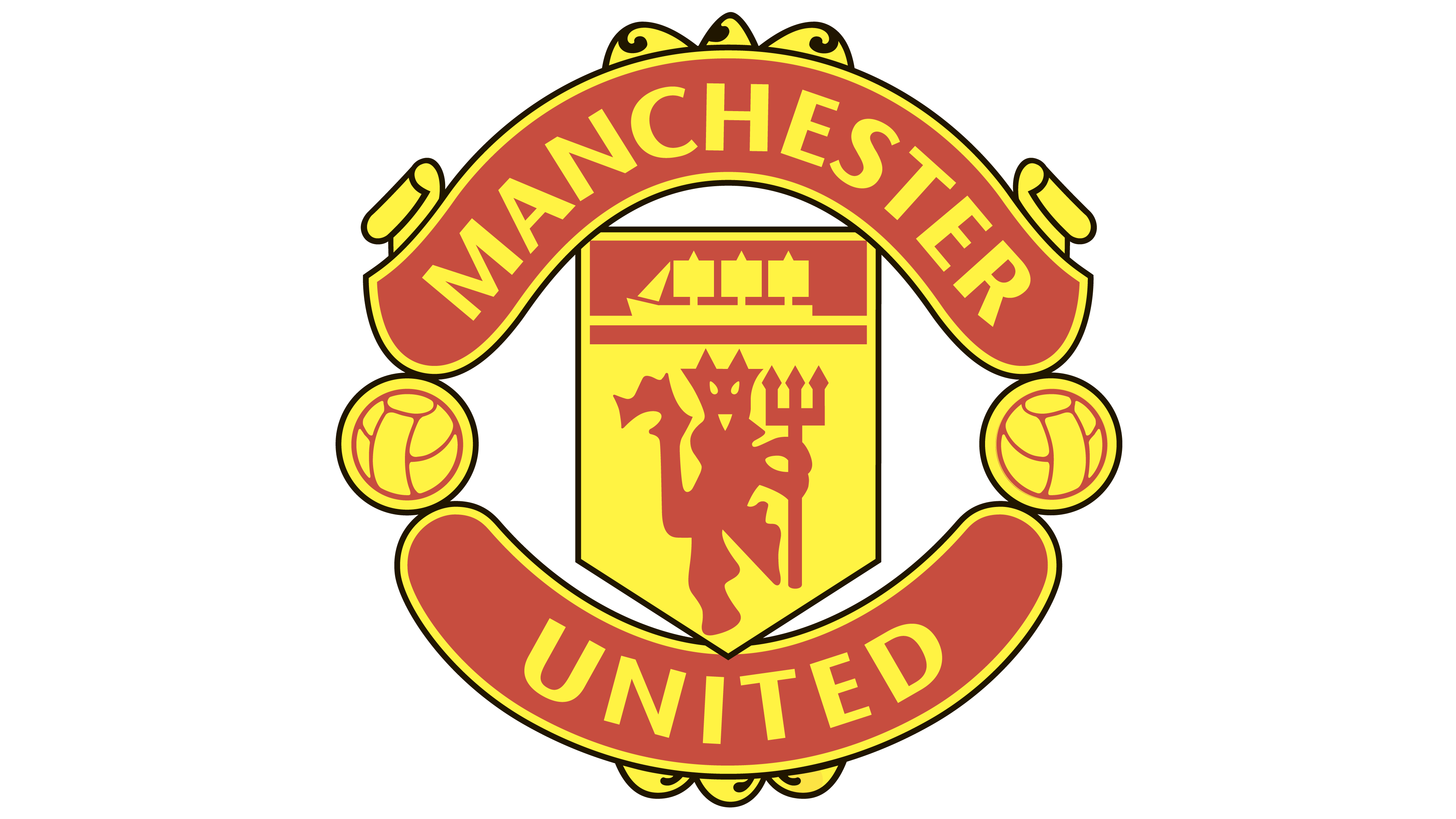 Text On Yellow Red Logo - Manchester United logo - Interesting History Team Name and emblem