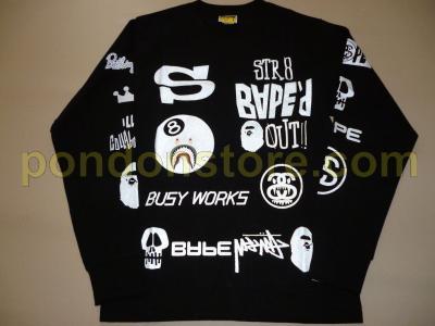 Stussy X BAPE Logo - A BATHING APE : stussy x bape all logos crew lt black long tee ...