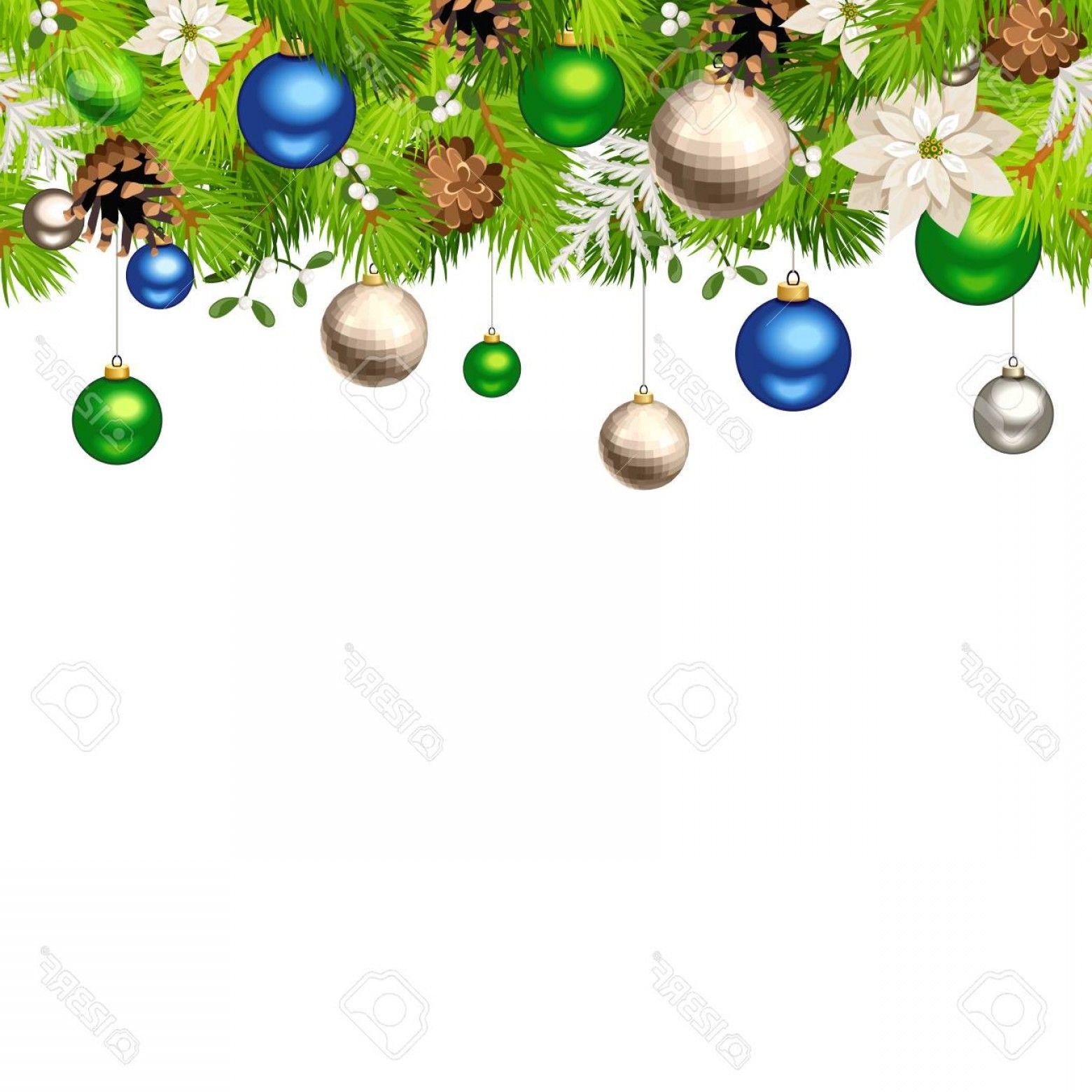 Green with Silver Ball Logo - Photostock Vector Vector Christmas Horizontal Seamless Background ...