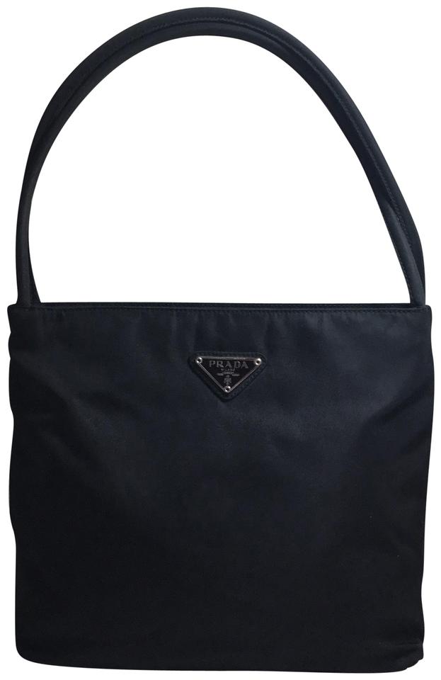 Chrome Bags Logo - Prada Chrome Center Logo Black Nylon Shoulder Bag - Tradesy