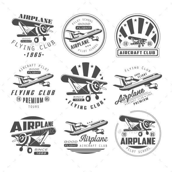 Flying Aircraft Logo - Badges Template. Logo