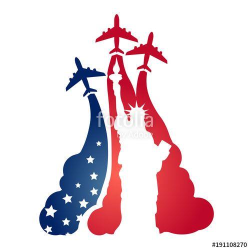Flying Aircraft Logo - Logo as a tourist flying aircraft, with a silhouette of the Statue ...