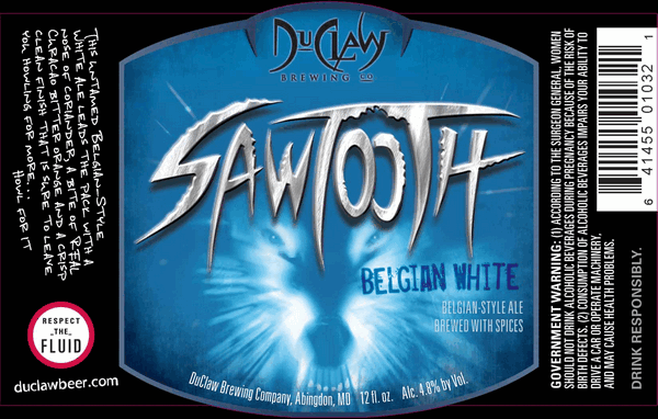 Sawtooth Beer Logo - DuClaw Sawtooth Belgian White Ale | BeerPulse