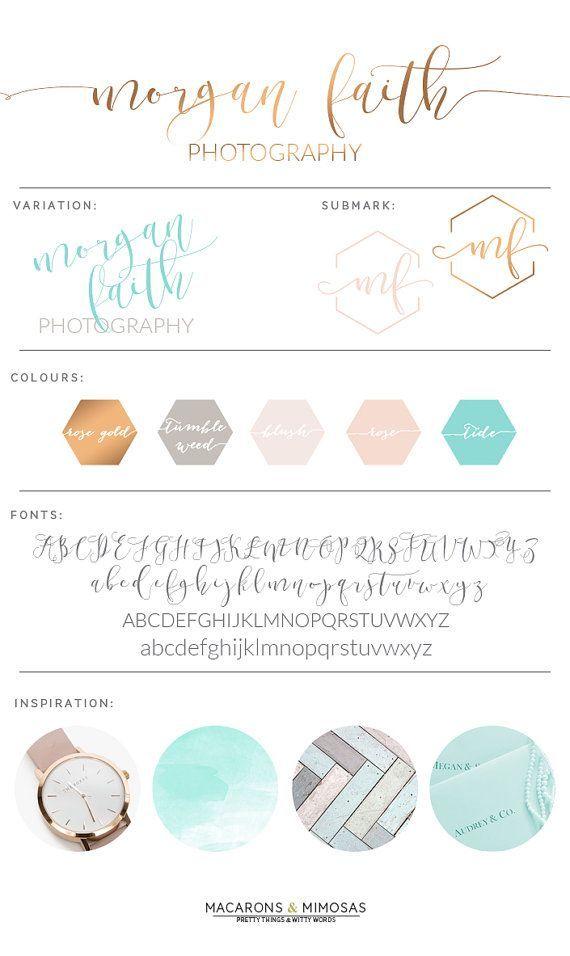 Teal and Gold Logo - Teal Honeycomb Calligraphy Watercolor, Photography Branding Kit Logo ...