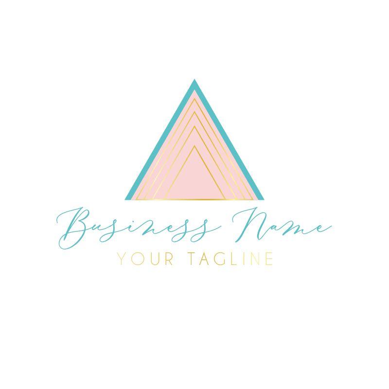 Teal and Gold Logo - Gold Teal and Pink Triangle Logo Premade Small Business Logo