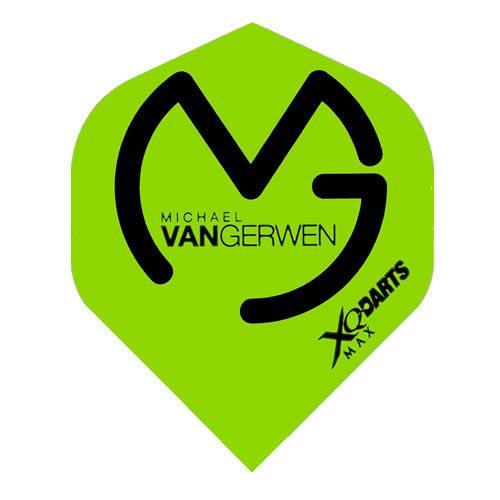 Green and Black Logo - XQMax Michael Van Gerwen 100 Micron Dart Flights - Green with Black ...