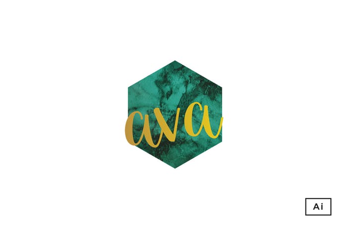 Teal and Gold Logo - Ava Green Marble Gold Logo Template by 83Oranges on Envato Elements