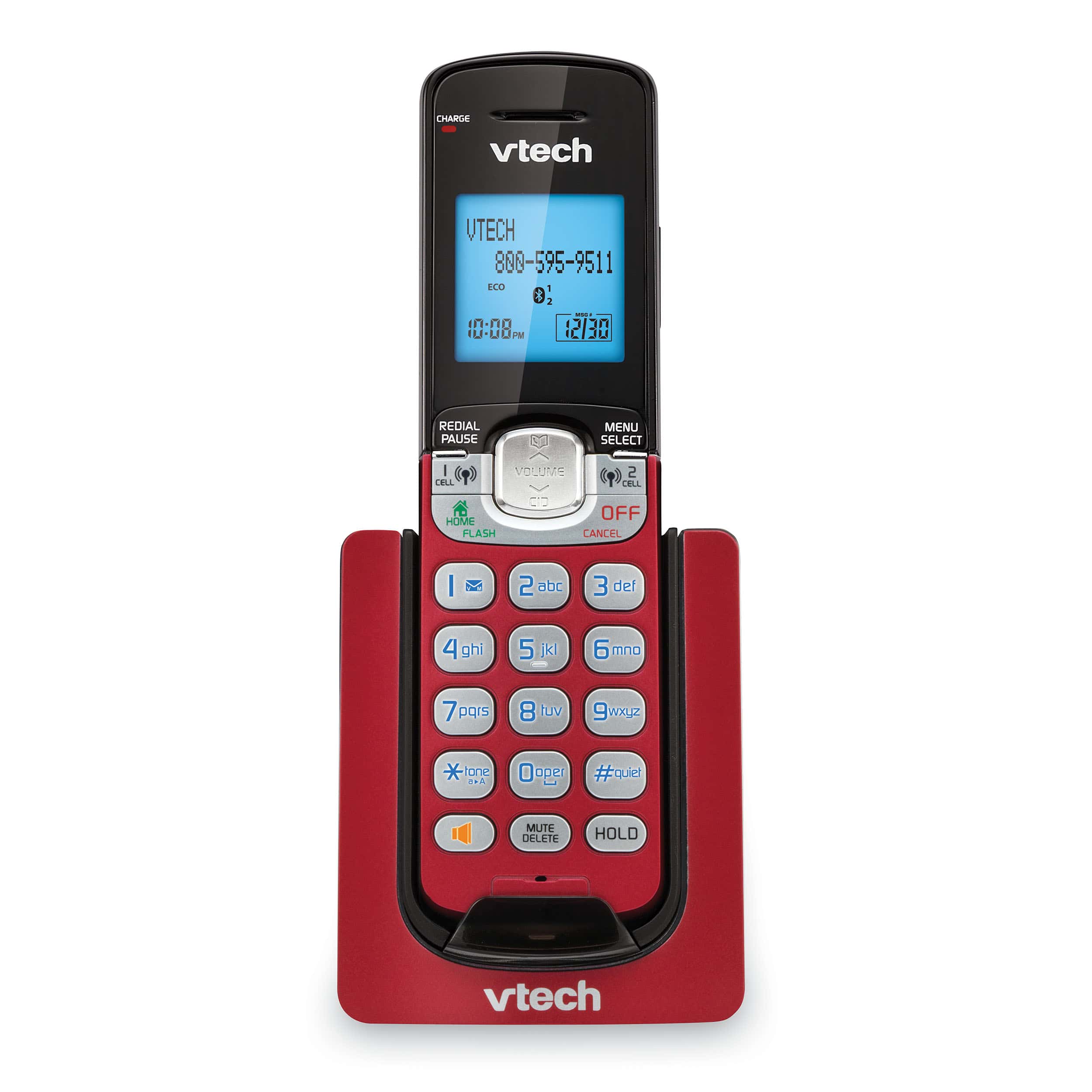 Red VTech Logo - Accessory Handset with Caller ID/Call Waiting | DS607V-1H Cherry Red ...