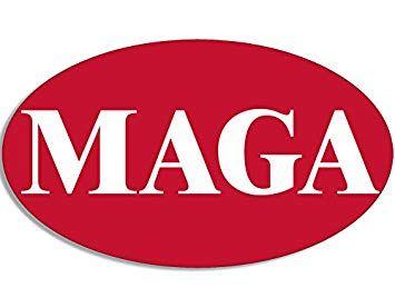 Red Oval Automotive Logo - Oval Simple Red MAGA Sticker Make America Great Again