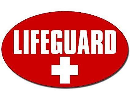 Red Oval Automotive Logo - RED Oval LIFEGUARD Cross Sticker beach pool life guard