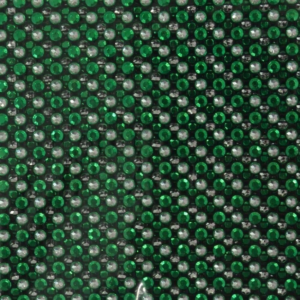 Green and Silver Ball Logo - Fabricake Diamanté Trim Edging Ribbon 1M Length & Silver