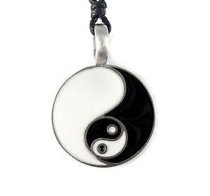 Black and White Chinese Logo - Yin Yang Double Symbol Chinese Black White Taijitu Ying Pewter
