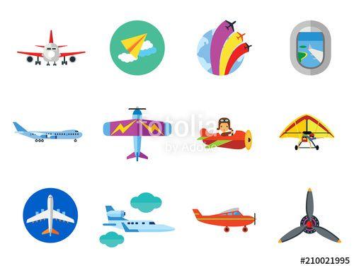 Flying Aircraft Logo - Plane Icon Set. Air Show Paper Plane Flying Aeroplane Airplane