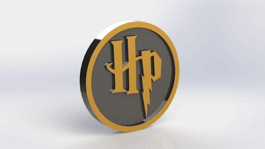 Printable Harry Potter HP Logo - 3D Printed Harry Potter HP Logo Plaque Circle