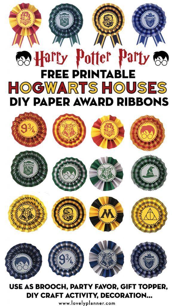 Printable Harry Potter HP Logo - Free Printable Hogwart's Houses DIY Award Ribbons Potter
