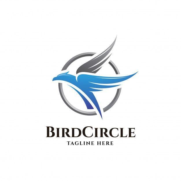 Bird in a Circle Logo - Flying bird wing and circle logo Vector