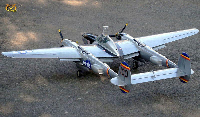 P 38 Lightning Bolt Logo - VQ Models P-38 Lightning (Silver) 82.6in Wingspan ARF