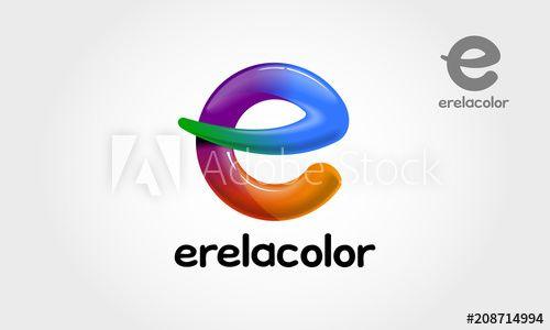 Round Rainbow Logo - Round Glossy Letter e 3D rainbow Logo Shape Vector Illustration