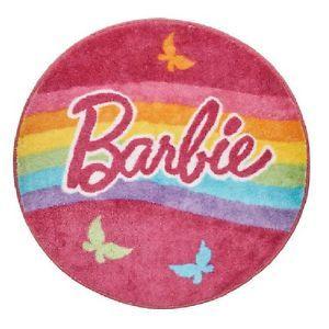 Round Rainbow Logo - FF BARBIE ROUND PINK RUG 70cm Girls Room Butterflies RAINBOW ...