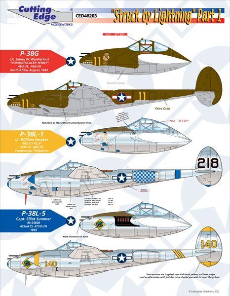 P 38 Lightning Bolt Logo - World's Best Model Airplane Decals | Cutting Edge Decals | PYN-up ...