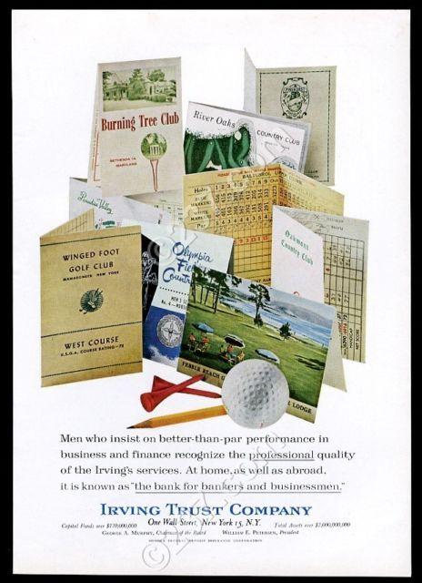 Company with Winged Foot Logo - 1964 Winged Foot golf scorecard Burning Tree etc photo Irving Trust ...