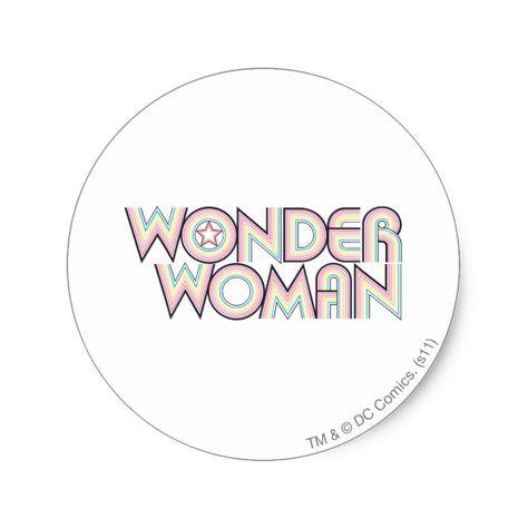 Round Rainbow Logo - Wonder Woman Rainbow Logo Classic Round Sticker. Wonder Woman