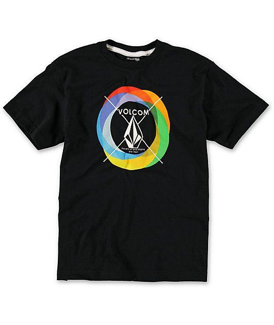 Round Rainbow Logo - Volcom Boys Round Rainbow Black T-Shirt | Zumiez