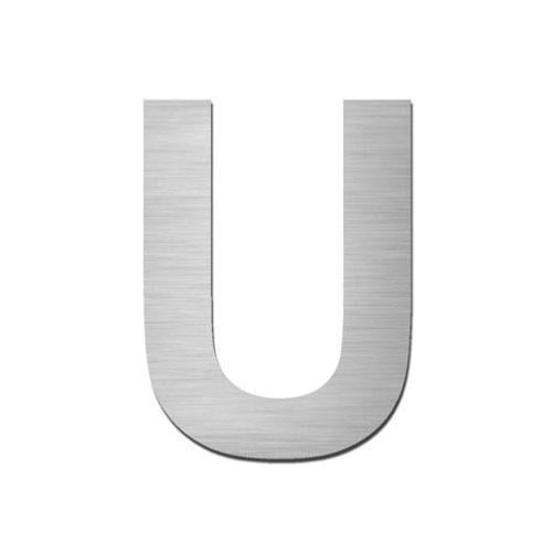 Big Letter U Logo - Brushed Stainless Steel Capital Letter - U