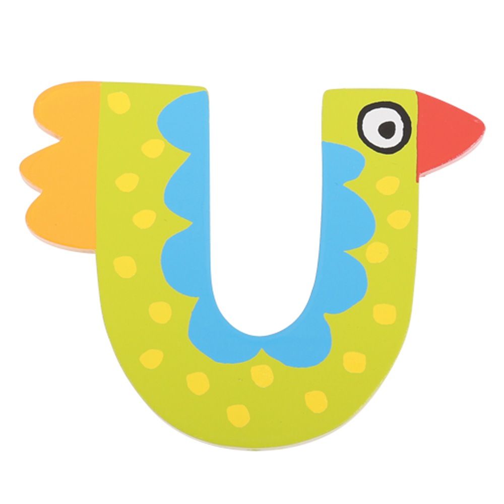 Big Letter U Logo - Crazy Bird Letter U (Green) | Wooden Letters | Bigjigs Toys