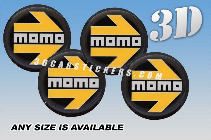 Silver and Yellow Logo - MOMO 3D decals for wheel center caps :: Silver /yellow logo/black ...