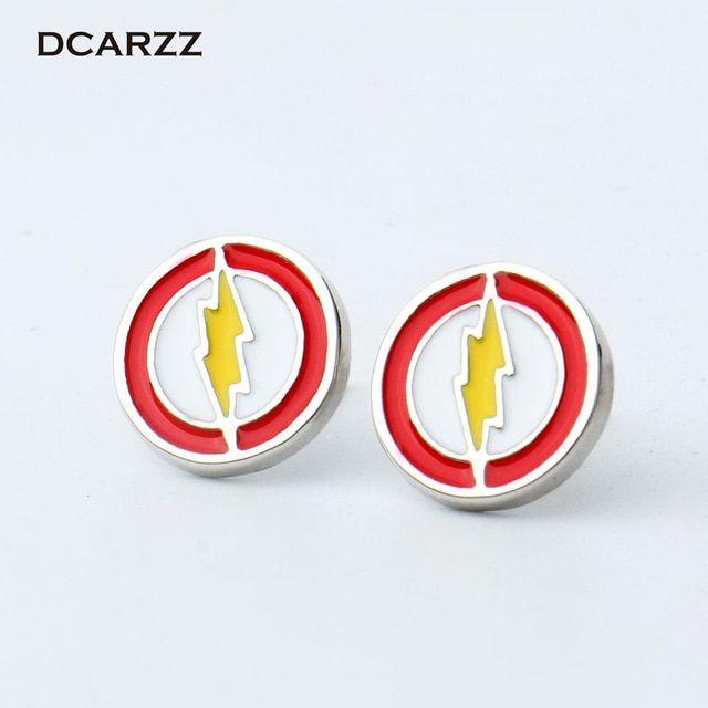 Silver and Yellow Logo - Justice League The Flash Logo Stud Earrings Super Hero Jewelry