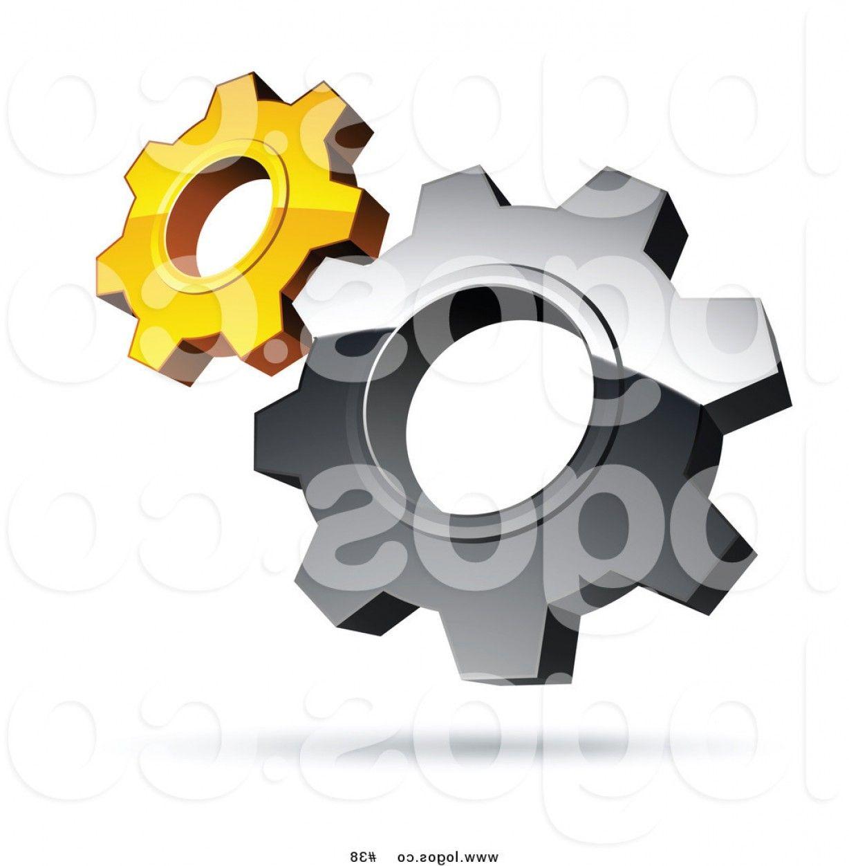 Silver and Yellow Logo - Royalty Free D Vector Logo Of Silver And Golden Yellow Gear Cog ...