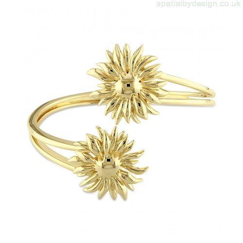 Silver and Yellow Logo - V1969 Italia Logo Flower Bangle In 18k Yellow Gold Plated Sterling ...