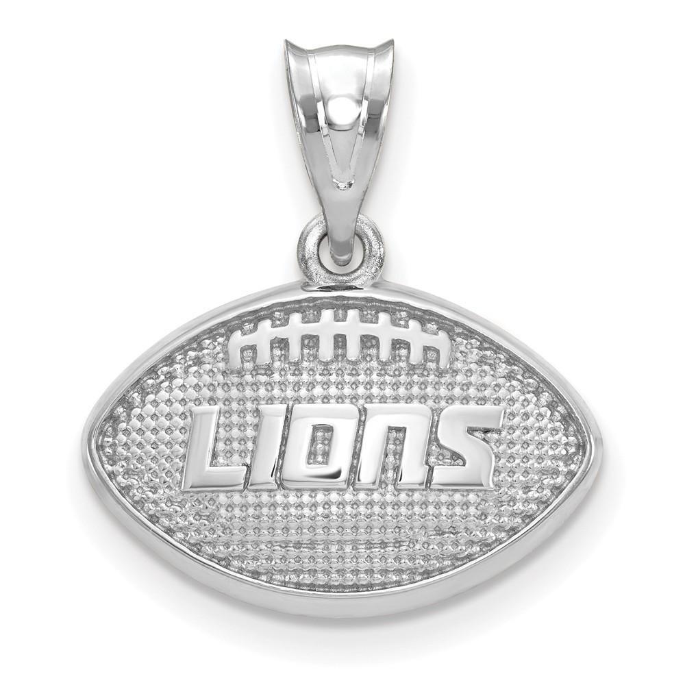 Silver Lions Football Logo - Sterling Silver LogoArt Detroit Lions Football with Logo Pendant